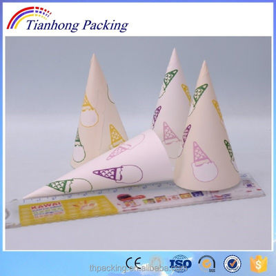 Embalagem à prova de umidade Cone de papel de sorvete com papel branco revestido