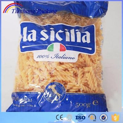 Impressão personalizada de farinha de plástico transparente macarrão pasta saco de embalagem de espaguete