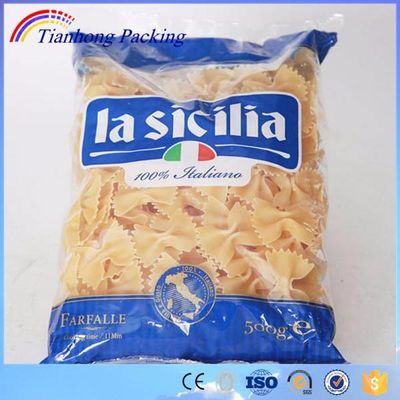Impressão personalizada de farinha de plástico transparente macarrão pasta saco de embalagem de espaguete