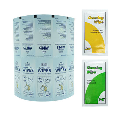 Flexografia Impressão Selamento térmico Álcool Prep Pad Folha de alumínio papel laminado filme para limpeza de óculos